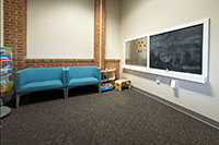 Chalk Board, window, and kids play station