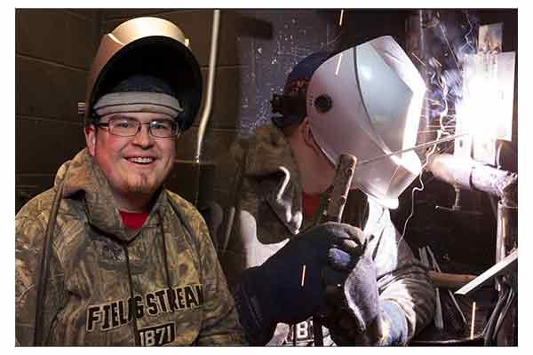 students in welding lab