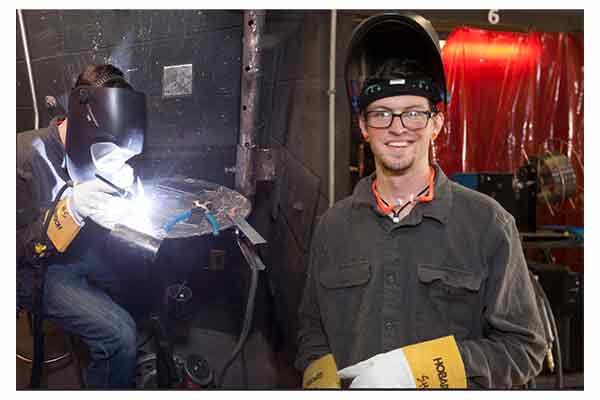 welding class student in lab